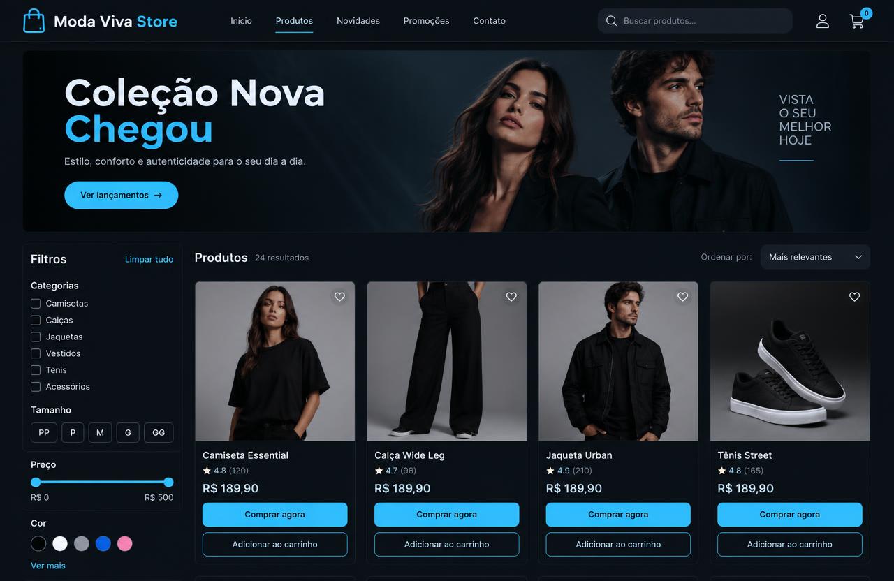 Tela do projeto Moda Viva Store