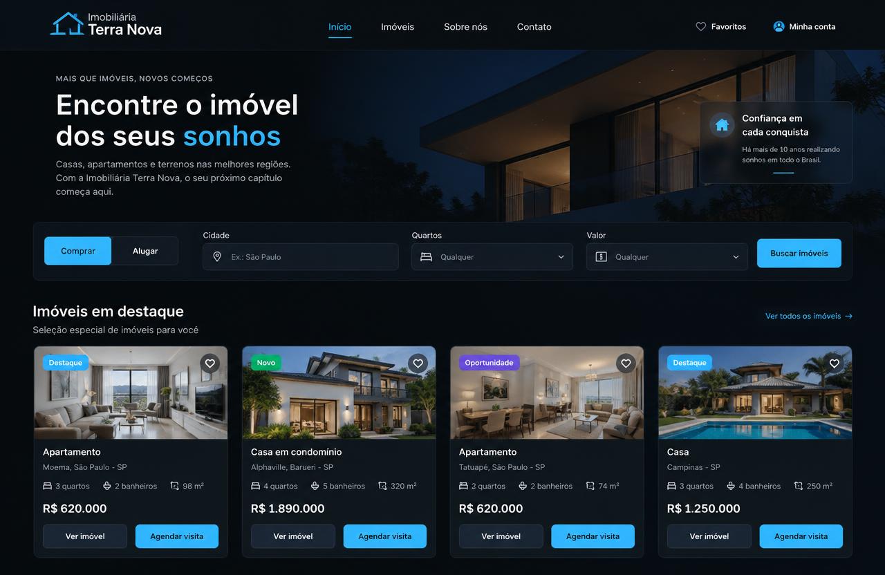 Tela do projeto Imobiliária Terra Nova